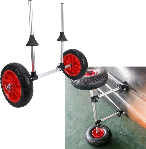 Diydeg Foldable Kayak Cart, Aluminum Alloy Frame Canoe Trolley Carrier with Rubber Wheels, Lightweight Compact Kayak Accessories for Camping Trips and Road Travels Water Adventure in Saudi Arabia