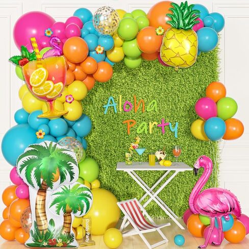 Ouddy Life 183Pcs Pink and Orange Balloons Garland Arch Kit with Hot Pink Gold Foil Flowers Balloons for Pink and Orange Party Decoration Summer Tropical Birthday Baby Shower Wedding in Saudi Arabia