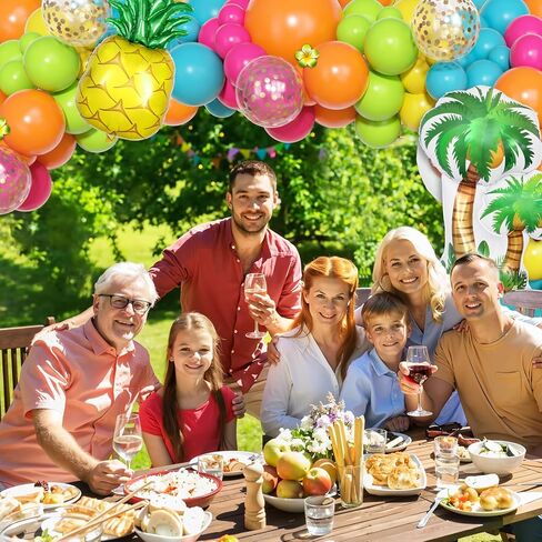 Ouddy Life 183Pcs Pink and Orange Balloons Garland Arch Kit with Hot Pink Gold Foil Flowers Balloons for Pink and Orange Party Decoration Summer Tropical Birthday Baby Shower Wedding in Saudi Arabia