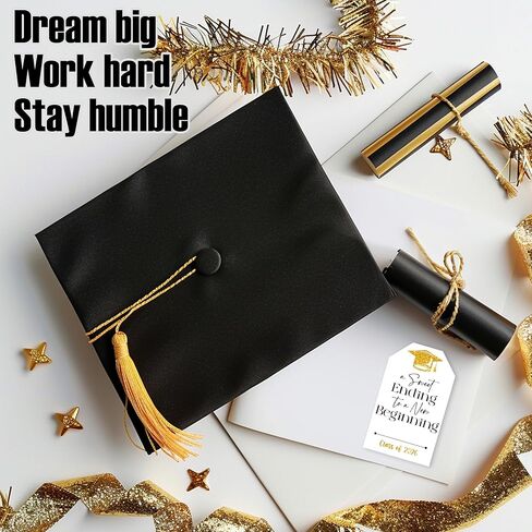 40 Pcs Graduation Labels, 20 Round Stickers 20 Rectangular Sticker Labels, A Sweet Ending to A New Beginning, Class of 2025 Graduates Party Favor Graduation Gifts Accessories and Decor. in Kuwait