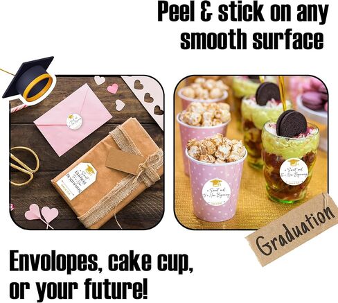 40 Pcs Graduation Labels, 20 Round Stickers 20 Rectangular Sticker Labels, A Sweet Ending to A New Beginning, Class of 2025 Graduates Party Favor Graduation Gifts Accessories and Decor. in Kuwait