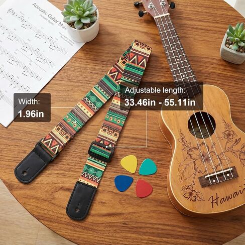 5 Pack Ukulele Straps with Endpin, Adjustable Ukulele Shoulder Straps, Ethnic Style ABS Strap (0.46mm Thick) with 4 Picks, Ukulele Accessories in Kuwait