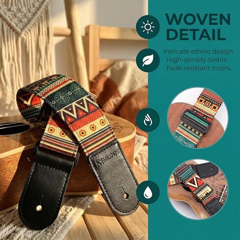 5 Pack Ukulele Straps with Endpin, Adjustable Ukulele Shoulder Straps, Ethnic Style ABS Strap (0.46mm Thick) with 4 Picks, Ukulele Accessories in Kuwait