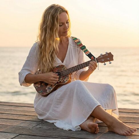 5 Pack Ukulele Straps with Endpin, Adjustable Ukulele Shoulder Straps, Ethnic Style ABS Strap (0.46mm Thick) with 4 Picks, Ukulele Accessories in Kuwait