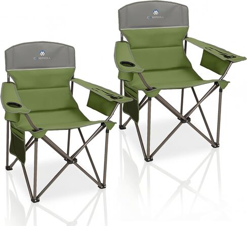 Folding Camping Chairs 2 Pack:Oversized Padded Lawn Chair for Adult,Collapsible for Outdoor,Camp,Fishing & Garden,350-lbs Capacity,American Flag in Kuwait