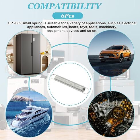 9669 Small Springs, Extension Springs, Single Loop Opening, 4-Inch Length, 9/16-Inch Outside Diameter, Tempered Wire Construction, Pack of 6 in Kuwait