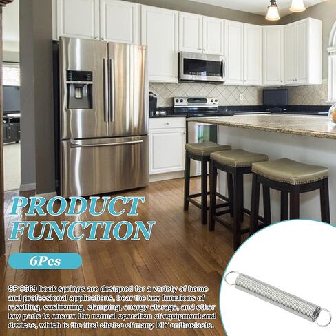 9669 Small Springs, Extension Springs, Single Loop Opening, 4-Inch Length, 9/16-Inch Outside Diameter, Tempered Wire Construction, Pack of 6 in Kuwait