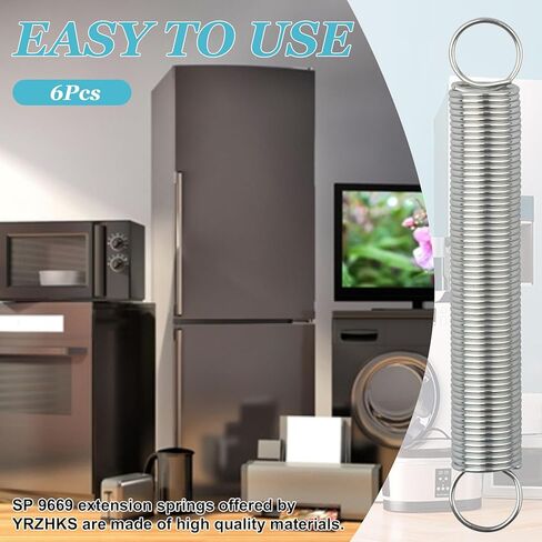 9669 Small Springs, Extension Springs, Single Loop Opening, 4-Inch Length, 9/16-Inch Outside Diameter, Tempered Wire Construction, Pack of 6 in Kuwait