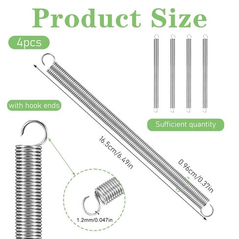 4 PCS Extension Spring, 3/8" × 6-1/2" Extension Springs with Hook Ends, 0.047 Inch Screen Door Spring for Machinery Repair Industrial in Saudi Arabia