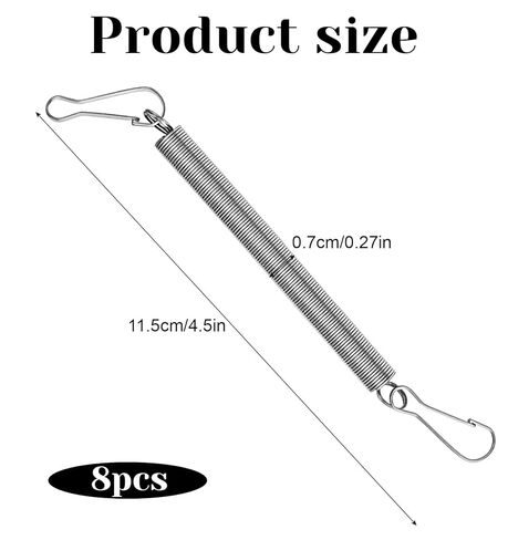 8Pcs Extension Springs with Hook Ends, 4.5 Inch Stainless Steel Extension Spring Clip for Rabbit Hamster Water Dispenser, Drinking Bottle Holder (2 Clips Included) in Saudi Arabia