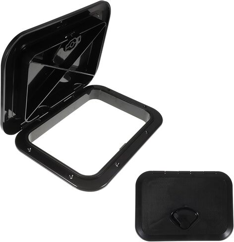 Marine Deck Cover, Boat Deck Hatch Lid, 14.7" X 10.6" Replacement Rv Decks with 180° Lid & Non-Slip Lids, Waterproof Abs Access Hatch for Yacht, Rv, Boat Floor & Storage Compartment, Black in Saudi Arabia
