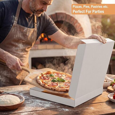 ألواح + علب بيتزا 10 × 10 × 1.75 بوصة (10 عبوات) | علب بيتزا من الورق المقوى الأبيض المموج | حافظ على البيتزا والمخبوزات ساخنة ومشبعة بالبخار in Kuwait