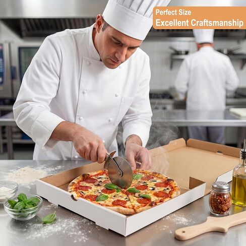 ألواح + علب بيتزا 10 × 10 × 1.75 بوصة (10 عبوات) | علب بيتزا من الورق المقوى الأبيض المموج | حافظ على البيتزا والمخبوزات ساخنة ومشبعة بالبخار in Kuwait
