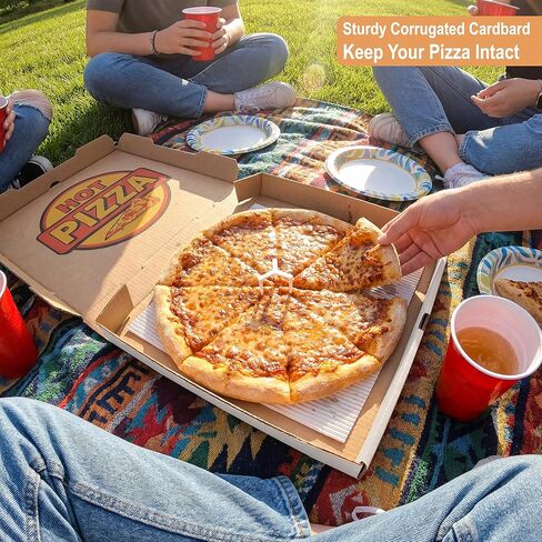 ألواح + علب بيتزا 10 × 10 × 1.75 بوصة (10 عبوات) | علب بيتزا من الورق المقوى الأبيض المموج | حافظ على البيتزا والمخبوزات ساخنة ومشبعة بالبخار in Kuwait