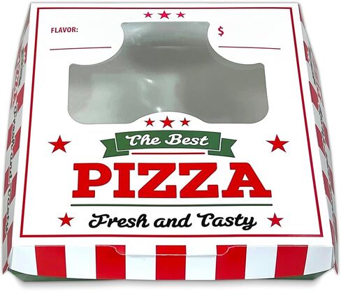 صندوق بيتزا فردي محدث | علبة بيتزا صغيرة يمكن التخلص منها بنافذة شفافة | صدفي سهل، سميك وقوي | مقاوم للدهون، آمن للاستخدام في الميكروويف والفريزر | 200/علبة (6 بوصة طول × 6 بوصة عرض × 1.75 بوصة ارتفاع) in Kuwait