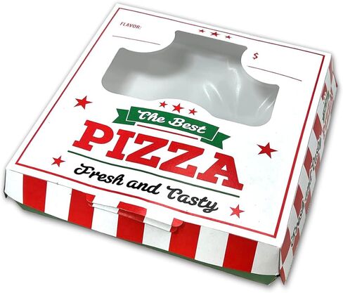صندوق بيتزا فردي محدث | علبة بيتزا صغيرة يمكن التخلص منها بنافذة شفافة | صدفي سهل، سميك وقوي | مقاوم للدهون، آمن للاستخدام في الميكروويف والفريزر | 200/علبة (6 بوصة طول × 6 بوصة عرض × 1.75 بوصة ارتفاع) in Kuwait