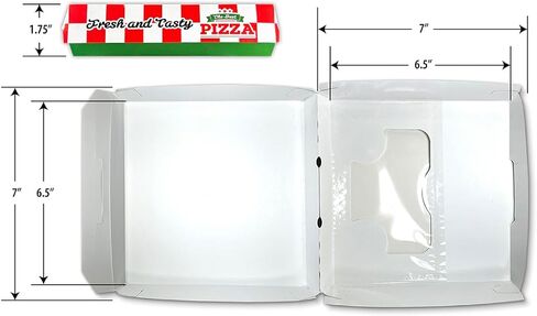 صندوق بيتزا فردي محدث | علبة بيتزا صغيرة يمكن التخلص منها بنافذة شفافة | صدفي سهل، سميك وقوي | مقاوم للدهون، آمن للاستخدام في الميكروويف والفريزر | 200/علبة (6 بوصة طول × 6 بوصة عرض × 1.75 بوصة ارتفاع) in Kuwait