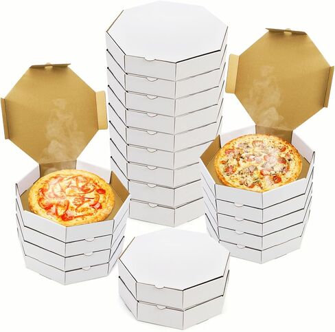 ZENFUN 20 Pc 12"×12"×2" White Pizza Boxes, Kraft Pizza Boxes, Corrugated Pizza Box, Take Out Food Containers Packing Boxes for Cookies Pie Cake Party Favor, Octagon in Saudi Arabia
