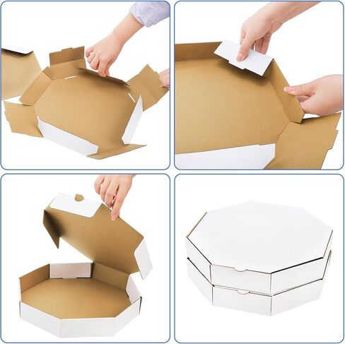 ZENFUN 20 Pc 12"×12"×2" White Pizza Boxes, Kraft Pizza Boxes, Corrugated Pizza Box, Take Out Food Containers Packing Boxes for Cookies Pie Cake Party Favor, Octagon in Saudi Arabia