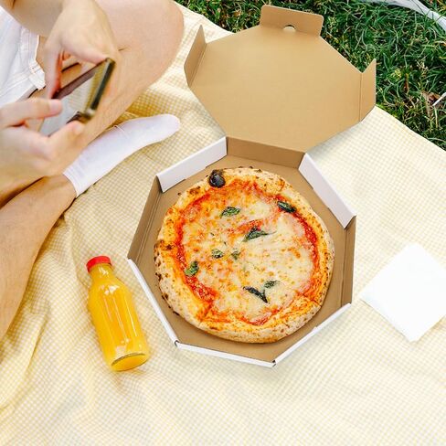ZENFUN 20 Pc 12"×12"×2" White Pizza Boxes, Kraft Pizza Boxes, Corrugated Pizza Box, Take Out Food Containers Packing Boxes for Cookies Pie Cake Party Favor, Octagon in Saudi Arabia