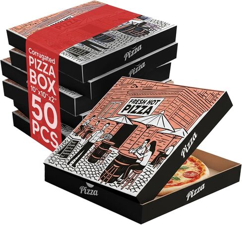 BULK Disposable Pizza Boxes 50 Pack | 12 Inch | Brown Kraft or White | E-Flute | White in Saudi Arabia