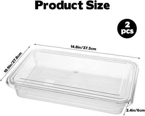 Rainmae 2 Pack Pizza Dough Proofing Box 14 x 10 Inch Clear Household Pizza Dough Tray with Lid Stackable Food Bread Fermentation Storage Containers for Kitchen Proofing Preparation in Saudi Arabia