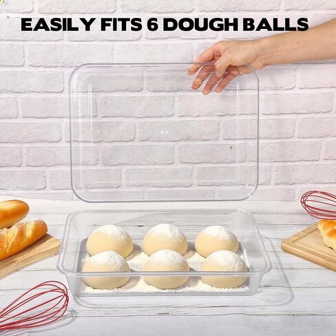 Rainmae 2 Pack Pizza Dough Proofing Box 14 x 10 Inch Clear Household Pizza Dough Tray with Lid Stackable Food Bread Fermentation Storage Containers for Kitchen Proofing Preparation in Saudi Arabia