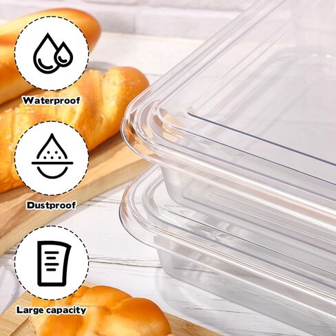 Rainmae 2 Pack Pizza Dough Proofing Box 14 x 10 Inch Clear Household Pizza Dough Tray with Lid Stackable Food Bread Fermentation Storage Containers for Kitchen Proofing Preparation in Saudi Arabia