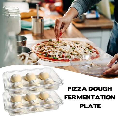 Rainmae 2 Pack Pizza Dough Proofing Box 14 x 10 Inch Clear Household Pizza Dough Tray with Lid Stackable Food Bread Fermentation Storage Containers for Kitchen Proofing Preparation in Saudi Arabia