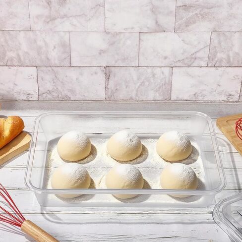 Rainmae 2 Pack Pizza Dough Proofing Box 14 x 10 Inch Clear Household Pizza Dough Tray with Lid Stackable Food Bread Fermentation Storage Containers for Kitchen Proofing Preparation in Saudi Arabia