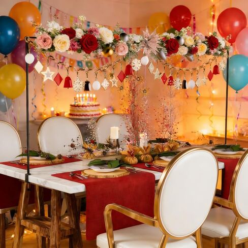 حامل قضيب فوق الطاولة مع مشابك بطول 40.64 سم - 98 سم، بطول 40.64 سم - 47.78 سم، طويل القامة قابل للتعديل، قوس طاولة أسود معلق لحفلات الزفاف وأعياد الميلاد والذكرى السنوية لعيد الميلاد والهالوين in Kuwait