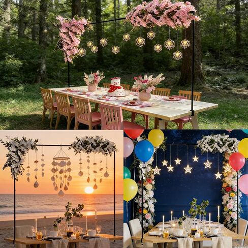 حامل قضيب فوق الطاولة مع مشابك بطول 40.64 سم - 98 سم، بطول 40.64 سم - 47.78 سم، طويل القامة قابل للتعديل، قوس طاولة أسود معلق لحفلات الزفاف وأعياد الميلاد والذكرى السنوية لعيد الميلاد والهالوين in Kuwait