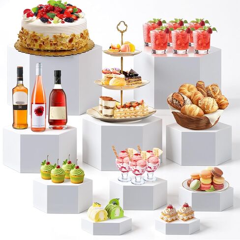 Leinuosen 10 Pcs Extra Large Acrylic Buffet Risers for Food Display Stands Box, Rectangle Catering Dessert Table Risers Decorative 7 to 16 Inch, Hollow Bottom for Weeding Brunch Party Supplies(Black) in Saudi Arabia