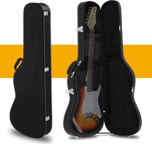 Ktaxon 39-Inch Electric Guitar Hard Case, Wooden Hard-Shell Protective Carrying Guitars Case for KST/TL Model with Lock Latch Padding, Black in Saudi Arabia