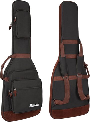 حقيبة جيتار كهربائي ببطانة 0.5 بوصة، حقيبة جيتار كهربائي، حقيبة ظهر للجيتار الكهربائي مع حزام للرقبة و4 جيوب، أسود in Kuwait
