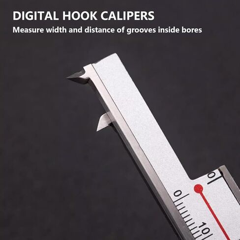Inside Groove Width Digital Caliper with Hook, Measure Width of Grooves Inside Bores, Range 3-150mm, Resolution 0.01mm, mm/inch, Stainless Steel in Saudi Arabia