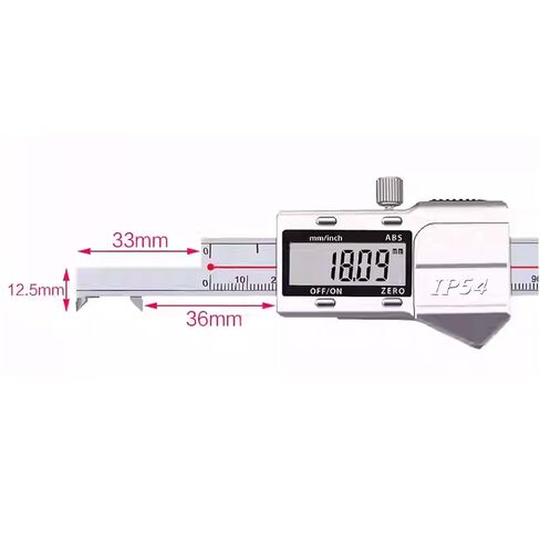 Inside Groove Width Digital Caliper with Hook, Measure Width of Grooves Inside Bores, Range 3-150mm, Resolution 0.01mm, mm/inch, Stainless Steel in Saudi Arabia