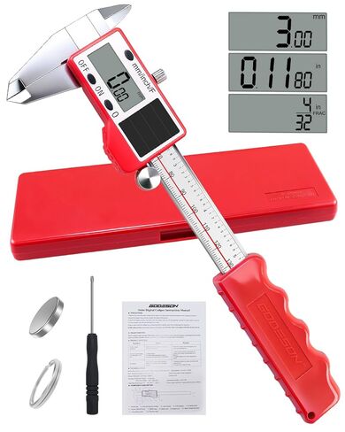 GODESON Solar Powered Digital Caliper, 6“ Digital Calipers with 0.001" Accuracy Stainless Steel, 3 Units Inch/mm/Fraction, 5 Modes Including Differential, for DIY Woodworking Metalworking 3D Printing in Saudi Arabia