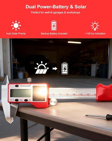 GODESON Solar Powered Digital Caliper, 6“ Digital Calipers with 0.001" Accuracy Stainless Steel, 3 Units Inch/mm/Fraction, 5 Modes Including Differential, for DIY Woodworking Metalworking 3D Printing in Saudi Arabia