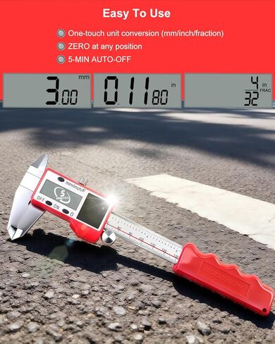 GODESON Solar Powered Digital Caliper, 6“ Digital Calipers with 0.001" Accuracy Stainless Steel, 3 Units Inch/mm/Fraction, 5 Modes Including Differential, for DIY Woodworking Metalworking 3D Printing in Saudi Arabia