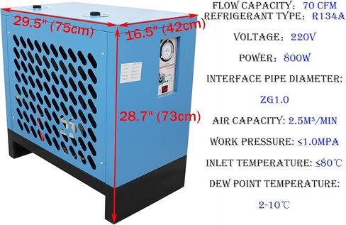 15C مجفف تبريد ضاغط الهواء نظام تجفيف الهواء المبرد 70 CFM سعة التدفق 15HP ضواغط الهواء 220 فولت in Kuwait