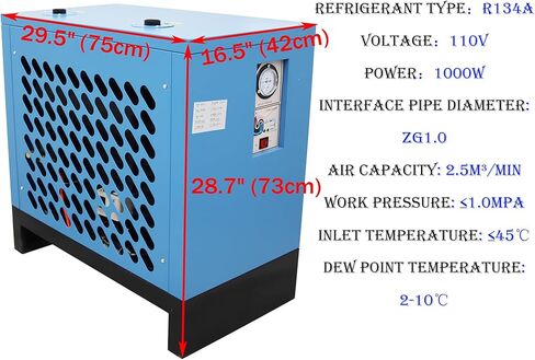 20C مجفف تبريد ضاغط الهواء نظام تجفيف الهواء المبرد 2.5 متر مكعب / دقيقة سعة الهواء 20 حصان ضواغط الهواء 110 فولت in Kuwait