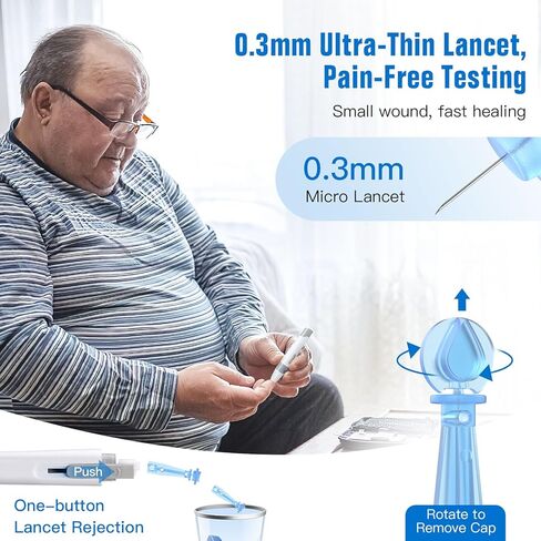 Glucoracy G-425-2/G-425 Blood Glucose Test Strips, 50 Counts Test Strips for Diabetes, 50 Counts Blood Lancets, Only for Glucoracy G-425-2/G-425 Meter Kit in Kuwait