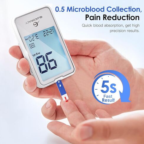 Glucoracy G-425-2/G-425 Blood Glucose Test Strips, 50 Counts Test Strips for Diabetes, 50 Counts Blood Lancets, Only for Glucoracy G-425-2/G-425 Meter Kit in Kuwait