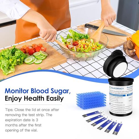 Glucoracy G-425-2/G-425 Blood Glucose Test Strips, 50 Counts Test Strips for Diabetes, 50 Counts Blood Lancets, Only for Glucoracy G-425-2/G-425 Meter Kit in Kuwait