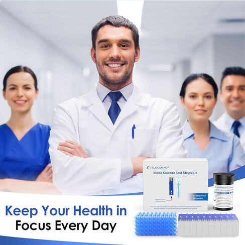 Glucoracy G-425-2/G-425 Blood Glucose Test Strips, 50 Counts Test Strips for Diabetes, 50 Counts Blood Lancets, Only for Glucoracy G-425-2/G-425 Meter Kit in Kuwait