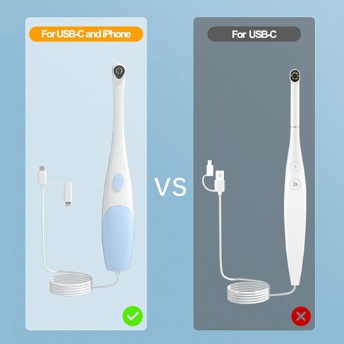 منظار داخلي للفم، كاميرا عالية الدقة 1920 بكسل مع 8 مصابيح LED قابلة للتعديل وكاميرا فيديو منزلية لفحص الأسنان متوافق مع Android وiOS وiPhone (أرجواني) in Kuwait