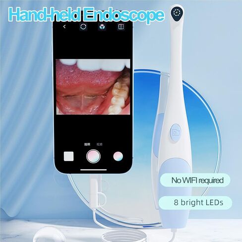 منظار داخلي للفم، كاميرا عالية الدقة 1920 بكسل مع 8 مصابيح LED قابلة للتعديل وكاميرا فيديو منزلية لفحص الأسنان متوافق مع Android وiOS وiPhone (أرجواني) in Kuwait