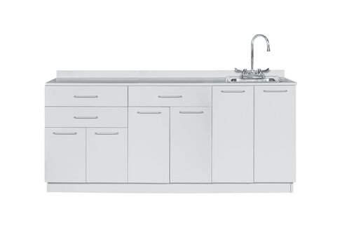 Exam Room Medical Grey Base Cabinet with Right Sink - 72-inch Width in Kuwait