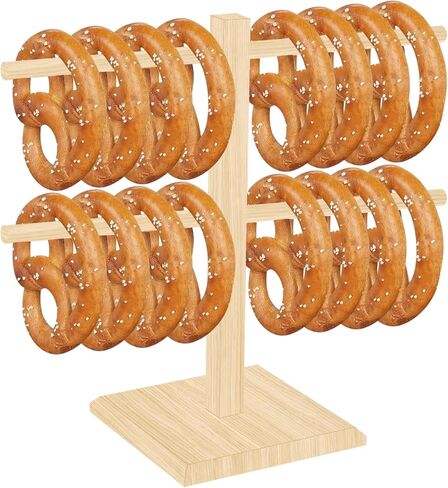 Oktoberfest Pretzel Holder Stand with Arms Hanging - Bamboo Pretzel & Sausage Hanger Display Rack for Beer Mugs, Decor, Party Serving Supplies in Kuwait